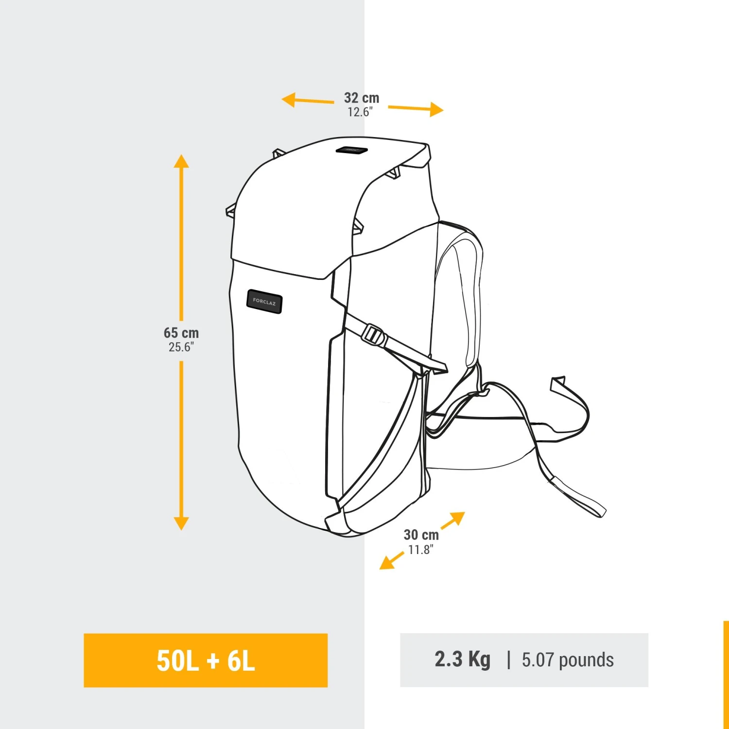 MEN’S TRAVEL TREKKING BACKPACK TRAVEL 900 50+6 L WITH SUITCASE OPENING 5 MEN’S TRAVEL TREKKING BACKPACK TRAVEL 900 50+6 L WITH SUITCASE OPENING - Image 3
